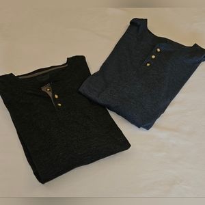 (2)Mens XXL Levis Long Sleeve Blue & Gray Henley Shirts